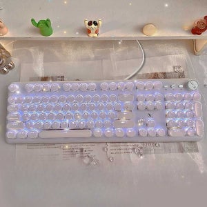 크리스탈 투명 기계식 키보드 LED 컴퓨터
