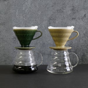 하리오 V60 투과 드리퍼 02 전통 유약 도기 타치요시 콜라보 핸드드립 T-VDT-02