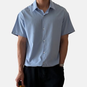 [빅사이즈 S-8XL] 5color 쏙쏙셔츠 링클프리 자동넣입 반팔 셔츠