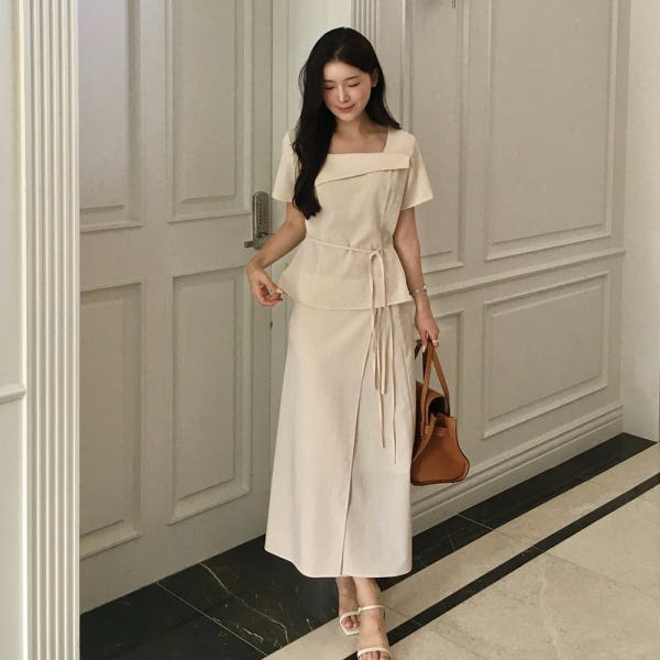 (JJ지고트) 벨트 장식 랩 A라인 스커트 GS6P0SK622
