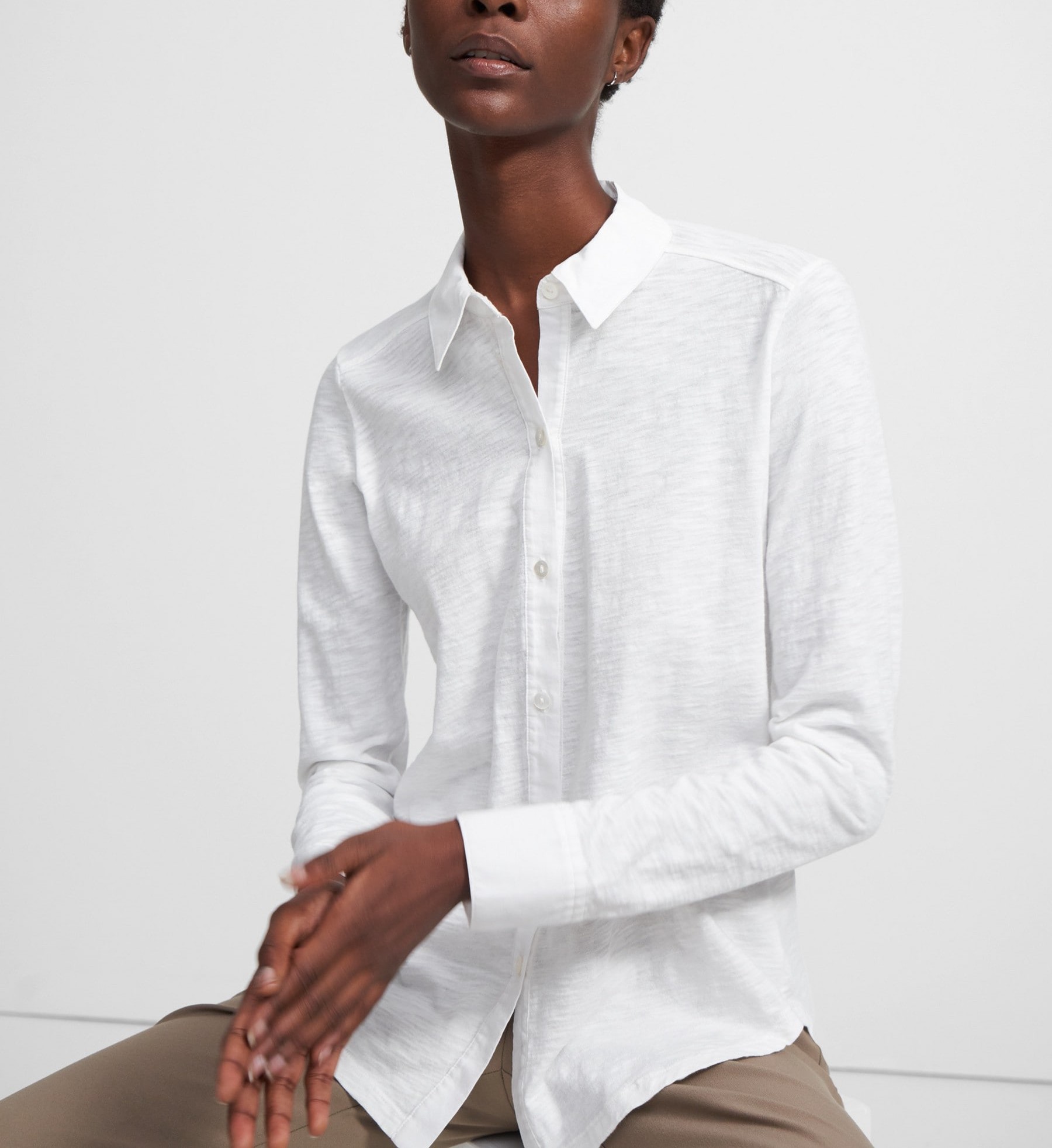 띠어리 오가닉 코튼 버튼 업 셔츠 화이트 Theory Button Up Shirt