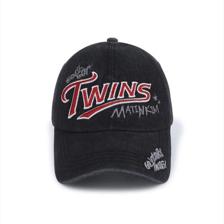 [마뗑킴] Matin Kim X LG Twins VINTAGE WASHED BALL CAP IN BLACK