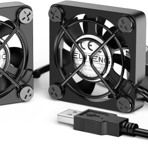 ELUTENG 듀얼 40mm USB 미니 팬 3단계 속도 조절 5500RPM 블랙 40mm 쿨러 1세트