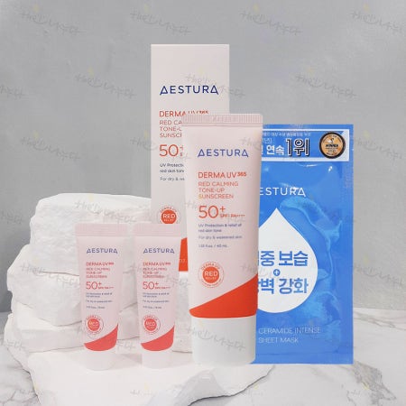 에스트라 아스트라 더마 UV365 레드진정 톤업 선크림+마스크팩 1매 기획