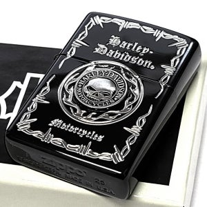 ZIPPO 할리데이비슨 스컬메탈 이온블랙 오일 라이터 한정판 수집용