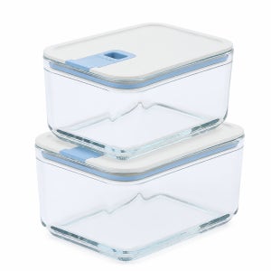 네오플램 퍼펙트씰M 높은 직사각 내열유리 밀폐용기 2종 세트 (1100ml+1600ml)
