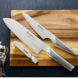 글로벌나이프 3종 세트 GST-B46 (산토쿠 18cm+페티+샤프너)