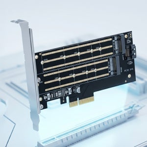 데스크탑 PCIe x4 듀얼슬롯 컨버터 M2 NVMe 2280 SSD장착 확장카드