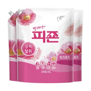 피죤 강력탈취 섬유유연제 레귤러 핑크로즈, 2.1L, 3개