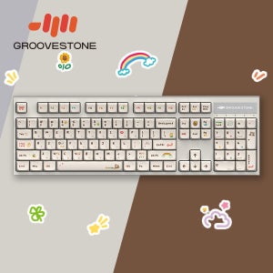 그루브스톤 GV10 유선 키보드 따듯한크레용, 반저소음 코랄축, 45g