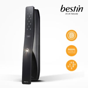 베스틴 지문인식 디지털 도어락 IDL-300FWNK 카드키4 번호키 즉시잠김 현관문 손잡이