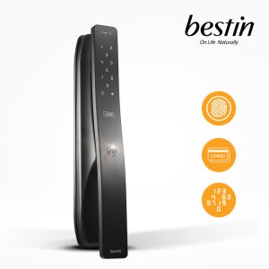 베스틴 지문인식 디지털 도어락 IDL-300FWNH 카드키4 번호키 즉시잠김 현관문 손잡이