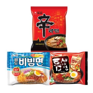 이젠서진 봉지라면 3종 혼합 농심신라면 5개+ 팔도비빔면 5개+ 팔도 틈새라면 빨계떡 5개