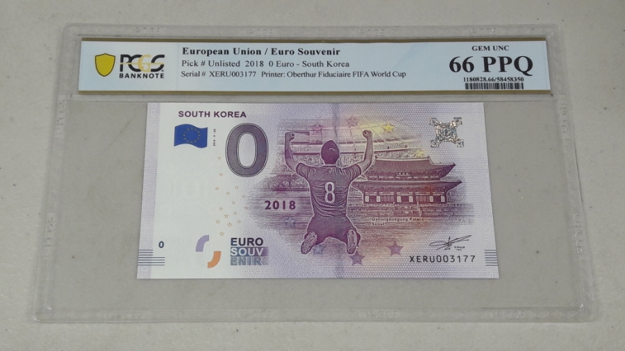 2018년 러시아 월드컵 본선진출 32강 0유로 F조 한국 PCGS 66PPQ 미사용 화폐