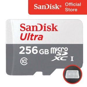 샌디스크 Ultra 마이크로 SD카드 256GB 256기가 핸드폰 닌텐도 블랙박스 메모리 QUNR + 메모리카드케이스 패키지