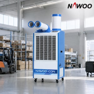 나우이엘 NEC-3100T 물통 자연배수 2구 산업용 이동식 코끼리 에어컨 야외용 주차장