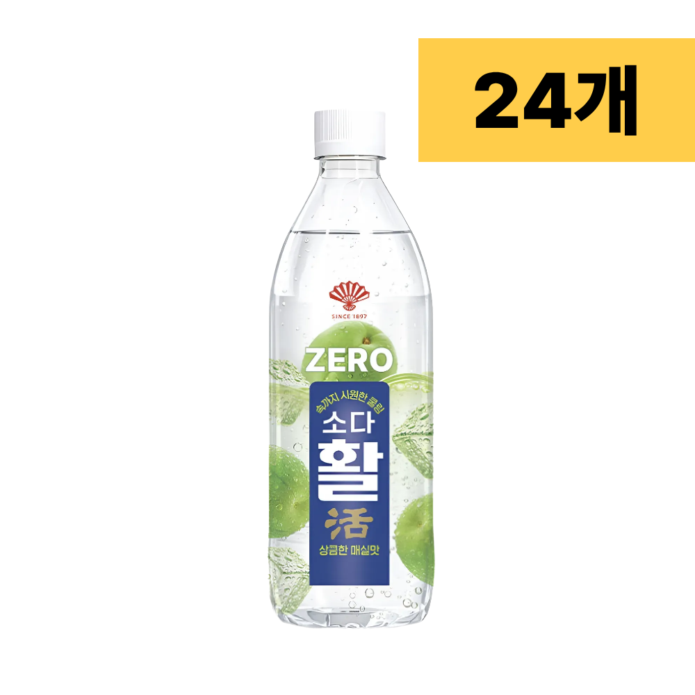 동화약품 소다활 제로 탄산음료 매실맛, 500ml, 24개 (13,930원) (와우무배)