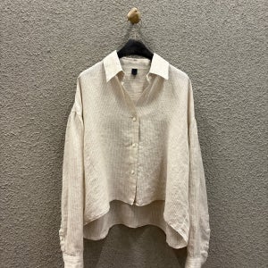 아이당일 26ss 포레스트 코데라 린넨100 스트라이프 남방 자켓 카라 긴팔 여름셔츠
