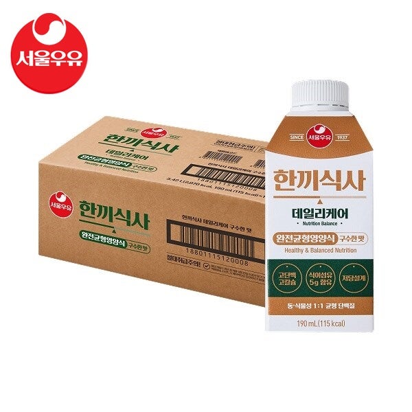 서울우유 한끼식사 190ml x 18개 데일리케어 간편영양식 구수한맛