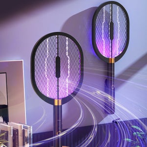 Ataasha 충전식 UV트랩 전기모기채 가정용 모기퇴치기 해충 파리채 블랙, USB
