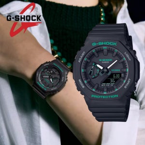 지샥 미니 지얄오크 아나디지 블랙 그린 남녀공용 손목시계 GMA-S2100GA-1A