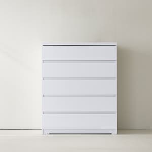 델타 서랍장 미니 높은 와이드 옷서랍장 거실수납장 협탁 1000 볼레일, 5단, 화이트