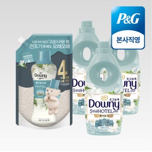다우니 호텔 컬렉션 초고농축 섬유유연제 화이트 티 1L 본품 3개+레노아 향기 부스터 화이트 티 760g 리필 1개