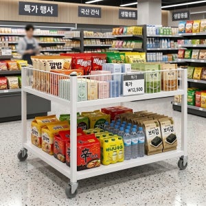 한진온 행사평대 이동식선반 이동식 진열대 편의점 매장 마트 행사장 정리 수납 진열선반