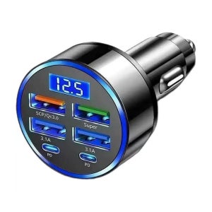 240W 차량용 초고속충전기 시거잭 멀티소켓 USB + C타입 6포트 블랙 4개