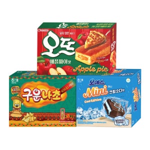 [따끈 신상세트] 오예스 미니 크림소다맛 192g+오뜨 애플파이맛 175g+구운나초 130g (총 3개)