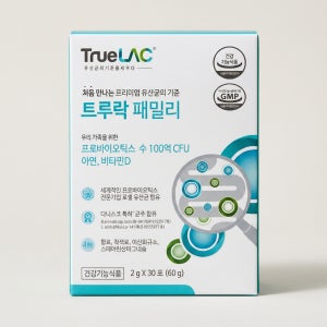 트루락 패밀리 프로바이오틱스 100억 CFU 아연 비타민D 유산균 30포 1박스
