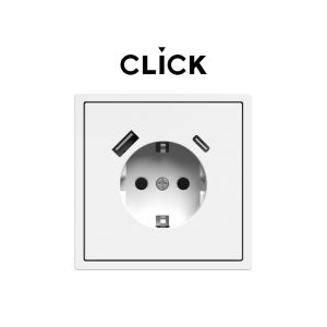 클릭 콘센트 USB 화이트 A+C 플라스틱 박스 CLICK 유럽형 정사각 매립 박스 클릭