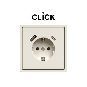 클릭 콘센트 USB 아이보리 A+C 플라스틱 박스 CLICK 유럽형 정사각 매립 박스릭