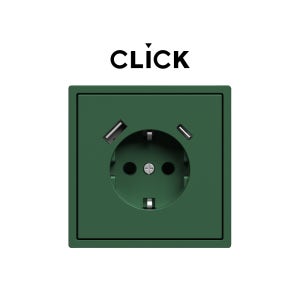 클릭 콘센트 USB 포레스트그린 A+C 플라스틱 박스 CLICK 유럽형 정사각 매립 박스