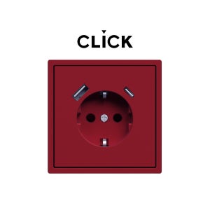 클릭 콘센트 USB 레드 A+C 플라스틱 박스 CLICK 유럽형 정사각 매립 박스
