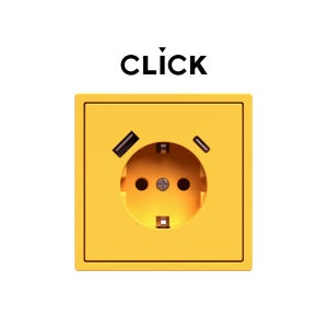 클릭 콘센트 USB 옐로우 A+C 플라스틱 박스 CLICK 유럽형 정사각 매립 박스