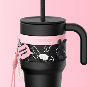티키토 스위치 대용량 텀블러 버니 앤 크림 에디션 650ml, 블랙 + 핑크
