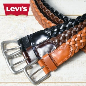 리바이스 Levi’s 블랙 가죽 메쉬 위빙 벨트 0001 CAVIAR 3컬러