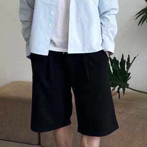 남자 핀턱 버뮤다 팬츠 와이드 밴딩 반바지 여름