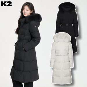 K2 구스 롱패딩 역시즌 시그니처 도로시 후드퍼 벨트형 코트 여성