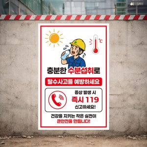 탈수사고 예방 수분섭취 슬로건 포스터 포맥스 표지판 세로형 60x90cm