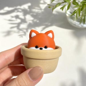 레이어블 귀여운 여우 화분 클리커 키캡 키링 데스크테리어