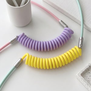 바이피 스프링 실리콘 60W 고속충전 케이블 코일 A USB C타입 차량용 충전기