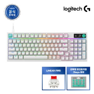 [포인트키캡증정] 로지텍코리아 공식 G316 X 98 8K 게이밍 키보드 화이트, 적축