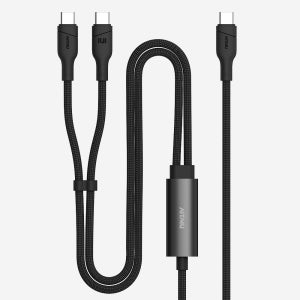 네오 C타입 140W 5A PD3.1 2in1 듀얼 고속충전 케이블 블랙, 1개, 1.5m