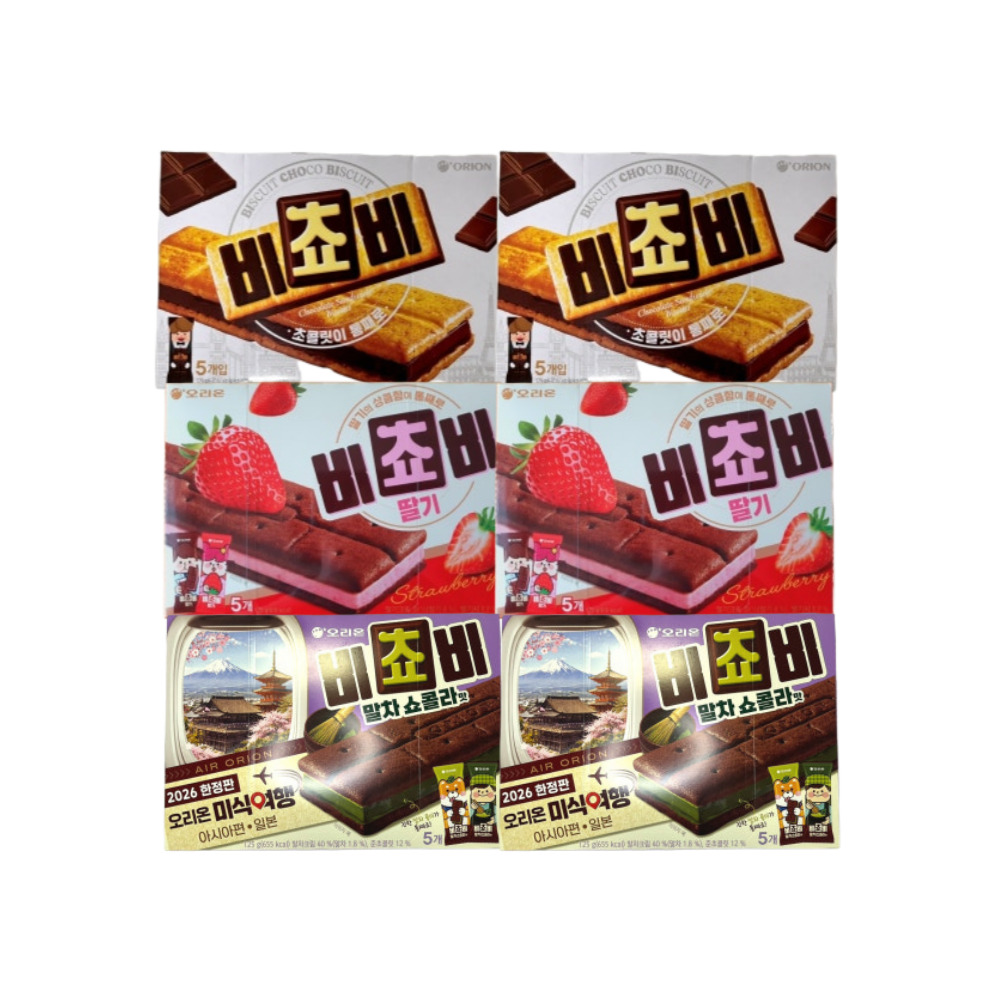 오리온 비쵸비 초코 2박스 + 딸기 2박스 + 말차 2박스 (12,900원) (무료)