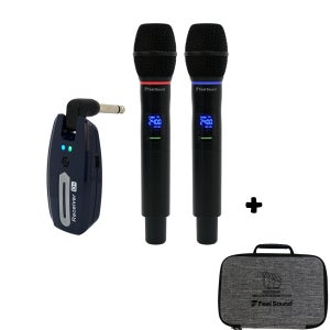 FS-2400H 2채널 휴대용 충전식 이동형 원터치 에코 리버브 보컬 디지털 무선마이크