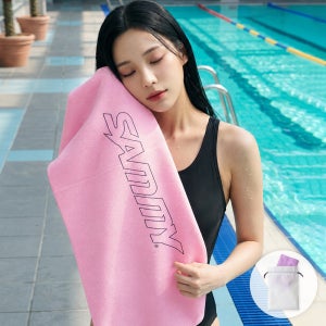 SAMMY 스포츠 세미 습식 타월 수영 수건+아레나 폴리백 쎄미 타올