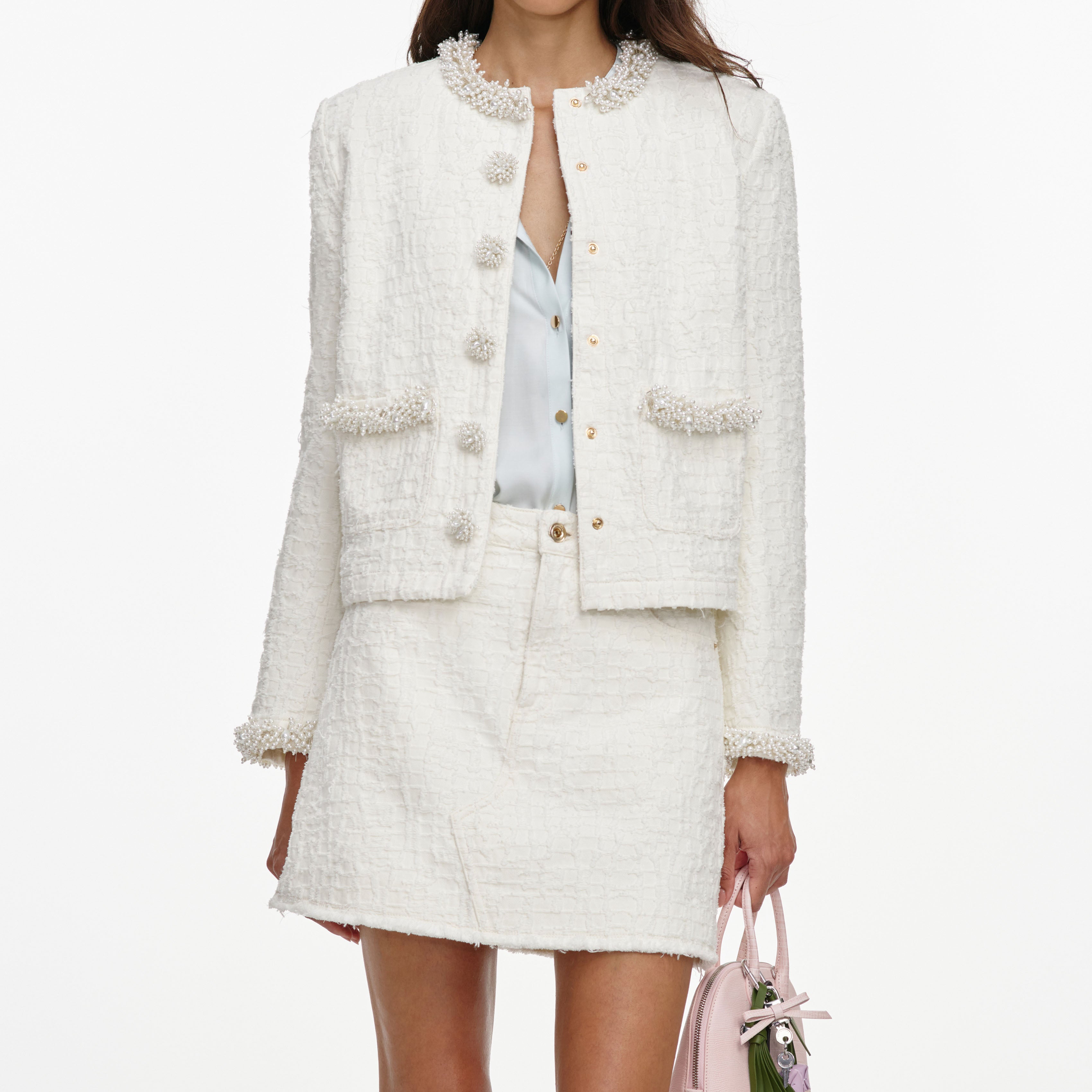 셀프포트레이트 크림 텍스처 데님 재킷 CREAM TEXTURED DENIM JACKET
