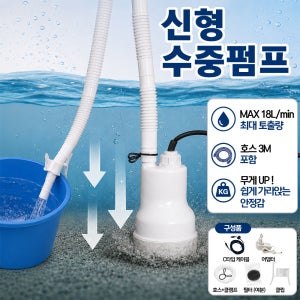 덕신 DBP-12A 신형 휴대용 수중 양수기 배수 모터펌프 3M 호스 포함